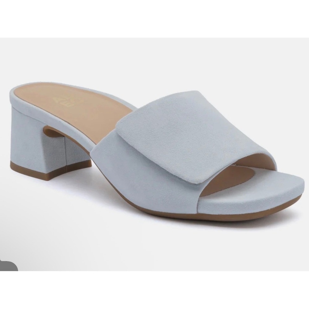 ABEO BIOsystem Light Blue Suede Orthotic Slide Block Heel Sandals Womens 9.5 New